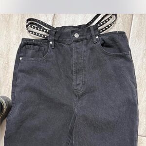 Kendall & Kylie Black Denim Skirt with Edgy Details